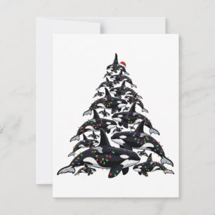 Cartão De Notas Árvore de Natal Orca para o Amor pela Vida Oceânic