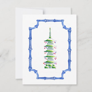 Cartão De Notas Árvore de Natal Pagode de Bambu Chinoiserie