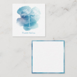 Cartão De Notas Árvore de Palma Branca em Cor de Água Azul Persona