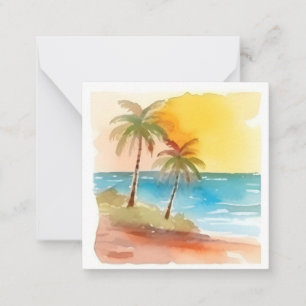 Cartão De Notas Árvore Tropical Amarela de Pastel