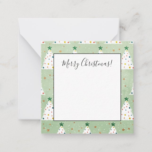 Cartão De Notas Árvores de Natal Brancas Decoradas com Estrela Ver (Frente)