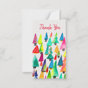 Cartão De Notas Árvores de Natal em aquarela fofas