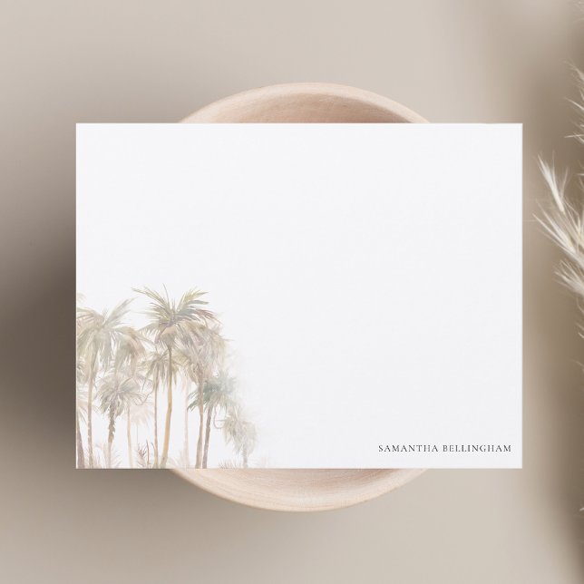 Cartão De Notas Árvores de Palma de Aquarela Personalizadas (Watercolor Palm Trees Personalized Note Card)