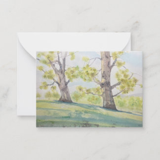 Cartão De Notas Árvores Luminosas em Aquarela