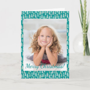 Cartão De Notas Árvores pintadas de Natal Aqua White Blue Foto