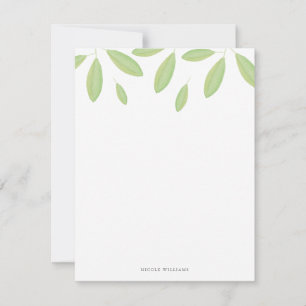 Cartão De Notas As folhas verdes da aguarela personalizaram