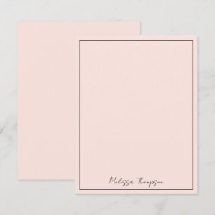 Cartão De Notas Assinatura Minimalista Personalizada Rosa Bege Fem