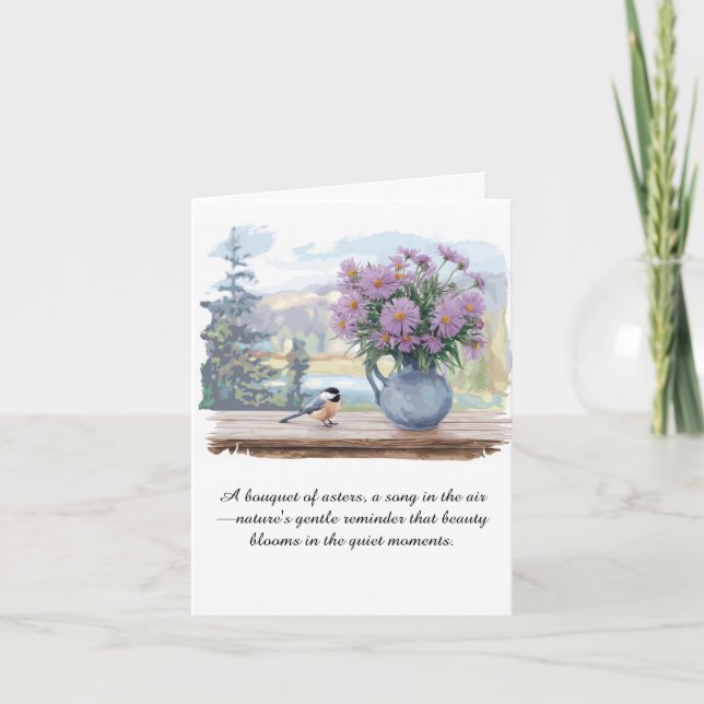 Cartão De Notas Astras de Aquarela e Cota de Chickadee (Frente)