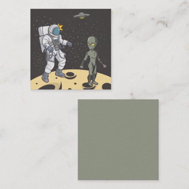 Cartão De Notas Astronauta e alienígena (Frente/Verso)