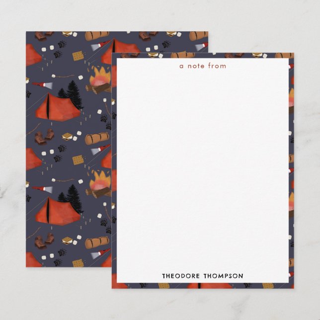 Cartão De Notas Aventura de acampamento ao ar livre Fogueira de ve (Frente/Verso)