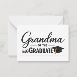 Cartão De Notas Avó Orgulhosa de um Graduado | Formatura Elegante