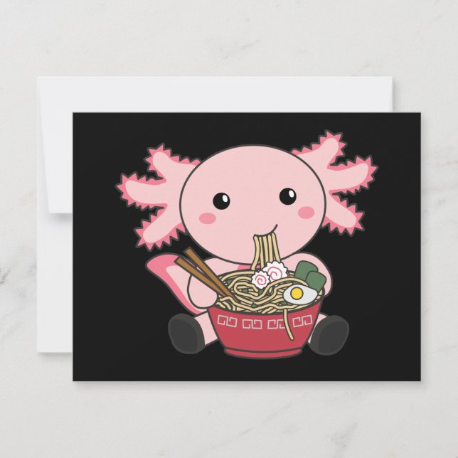 Cartão De Notas Axolotl Comida Ramen Comida Japonês Kawaii Animais (Frente)