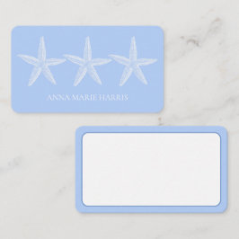 Cartão De Notas Azul costeiro e Starfish branco personalizado