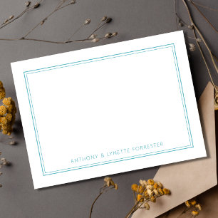 Cartão De Notas Azul de apphire de borda dupla clássico