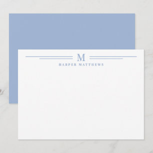 Cartão De Notas Azul Empoeirado Simples Duas Bordas Minimalista