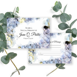 Cartão De Notas Azul Hydrangea Watercolor Compartilhe um Funeral d