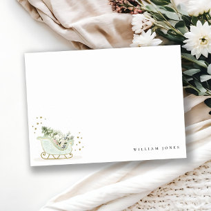 Cartão De Notas Azul-marinho Dourado Inverno Abre Qualquer Idade