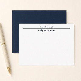 Cartão De Notas Azul Marinho Personalizado Da Mesa De