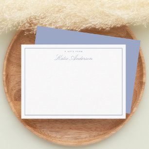 Cartão De Notas Azul Pastel de Script Clássico Mínimo Elegante