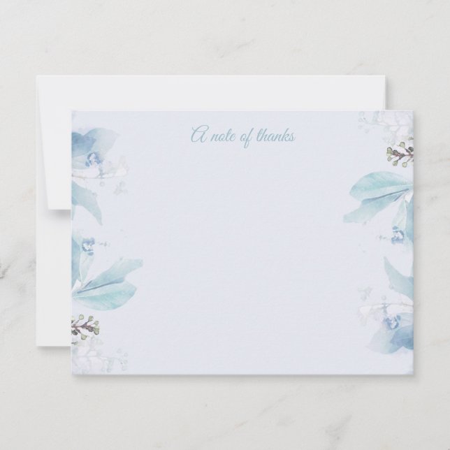 Cartão De Notas Azul Poeirento Floral Obrigado (Frente)