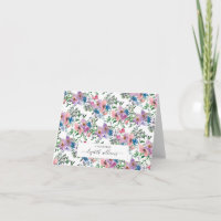 Azul Roxo Floral Cor-De-rosa A Nota Do Script