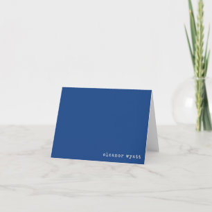 Cartão De Notas Azul Vibrante Retro Minimalista Nome Personalizado