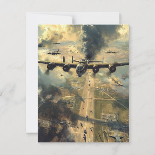 Cartão De Notas B-24 Bombardeiro sobre a Pintura da Missão