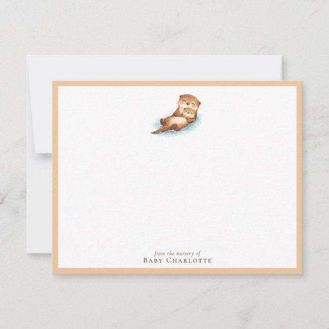 Cartão De Notas Baby Otter Nursery Note Card – Personalized (Frente)