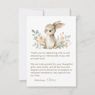 Cartão De Notas Baby Shower Thank You Cards Watercolor Bunny
