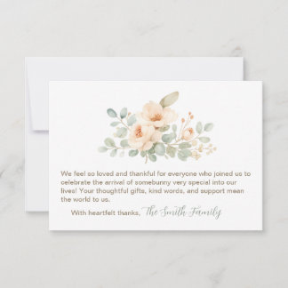 Cartão De Notas Baby Shower Thank You Cards Watercolor Flowers