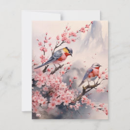 Cartão De Notas Backgrogue do Paisagem Japonês com Aquarela