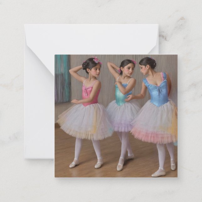 Cartão De Notas Bailarinas en el estilo de Degas en tonos suaves (Verso)