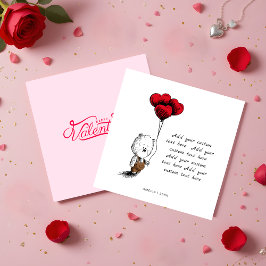 Cartão De Notas Balão-branco Urso-de-Pé-dia de os namorados