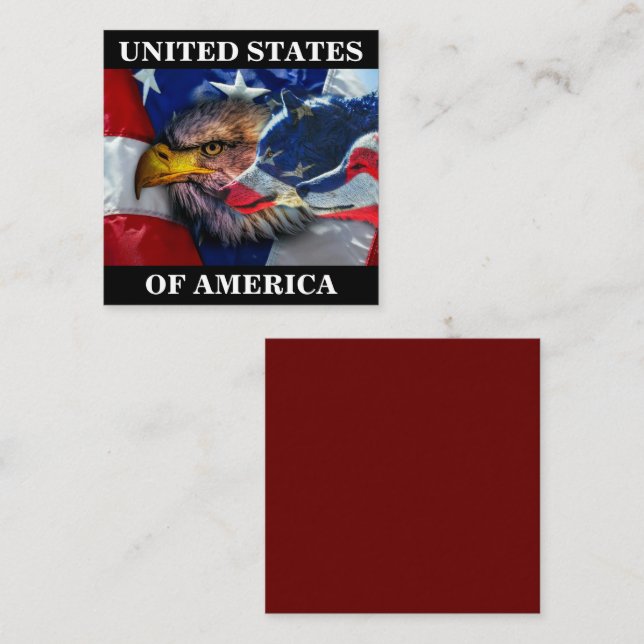 Cartão De Notas Bald Eagle Wolf American Flag (Frente/Verso)