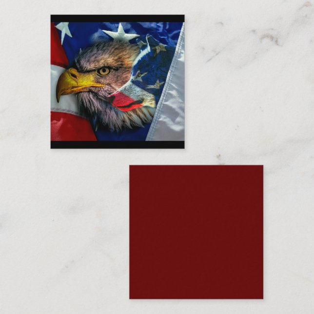 Cartão De Notas Bald Eagle Wolf American Flag (Frente/Verso)