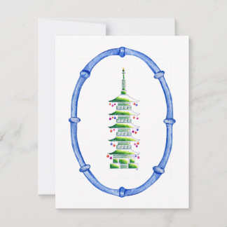 Cartão De Notas Bamboo Chinoiserie Pagoda Christmas Tree Note Card