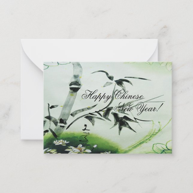 Cartão De Notas Bambu Chinês no Estilo de Pintura (Frente)