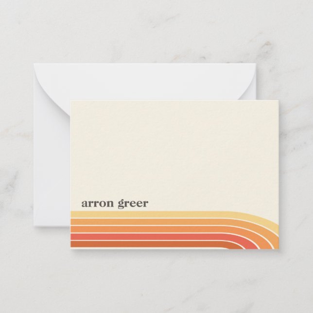 Cartão De Notas Bandas de Retrô Laranja Boho (Frente)