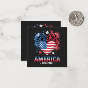 Cartão De Notas Bandeira Coração Leopardo 1776 2026 4 de julho 