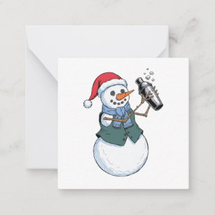 Cartão De Notas Barman de Boneco de Neve Natal 2026 Coquetel de Fé