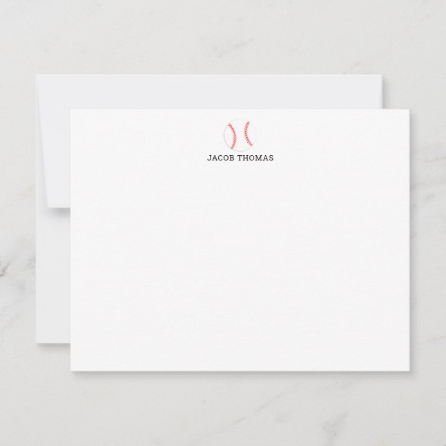 Cartão De Notas Baseball Personalizado Stationery Flat (Frente)