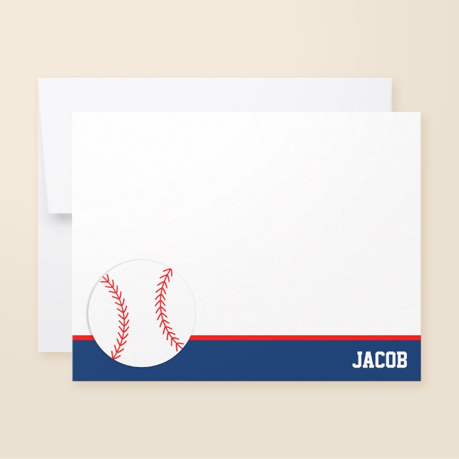 Cartão De Notas Baseball Personalizado Vermelho Azul Plano (Criador carregado)