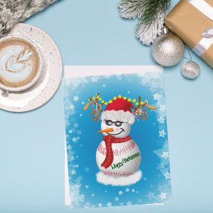 Cartão De Notas Baseball Snowman Decorado com Snacks Populares