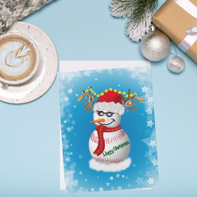 Cartão De Notas Baseball Snowman Decorado com Snacks Populares (Criador carregado)