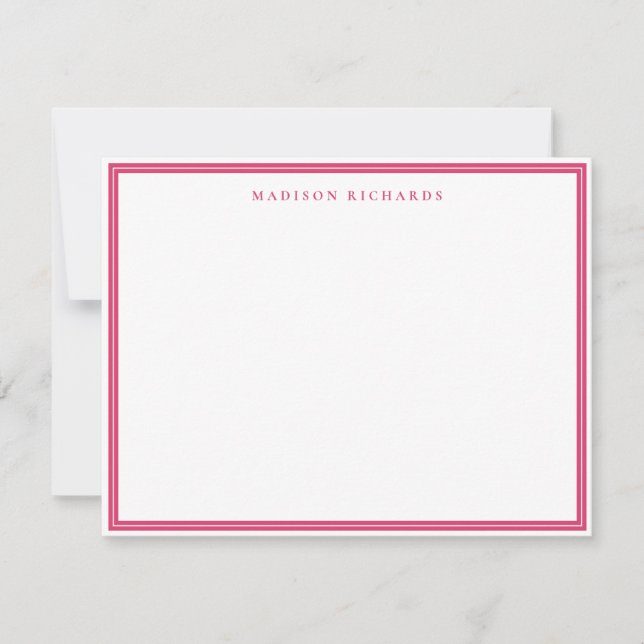 Cartão De Notas Básica Personalizada com Borda Rosa (Frente)