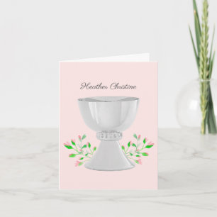 Cartão De Notas Batismo comunal de chalice e mudas cor-de-rosa
