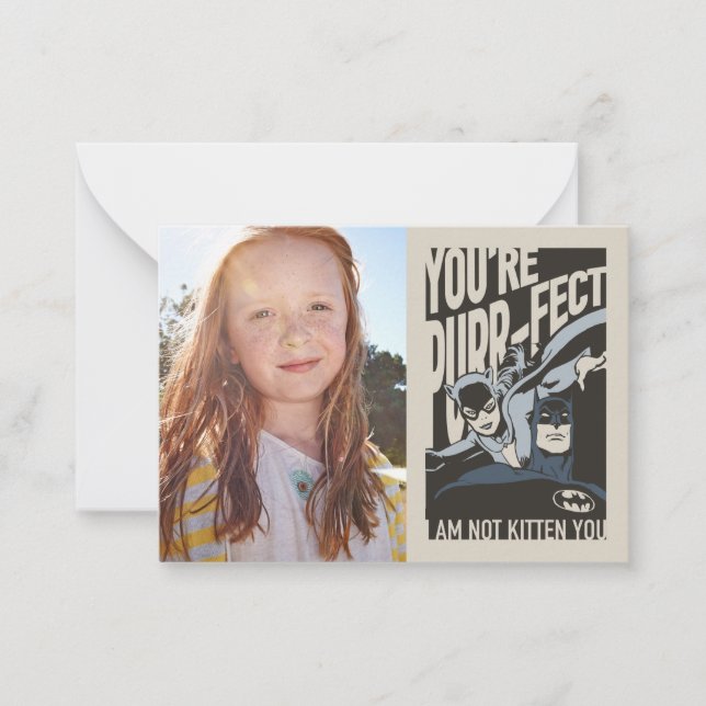 Cartão De Notas Batman Valentine | Mulher-Gato - Você é Per-feita (Frente)