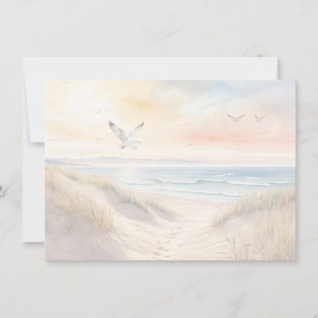Cartão De Notas Beach Scene Flat Note Card (Frente)