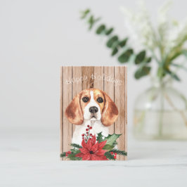 Cartão De Notas Beagle aquarela e Buquê de Natal