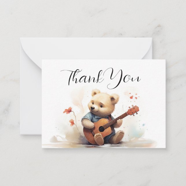 Cartão De Notas Bear O Músico Obrigado (Frente)